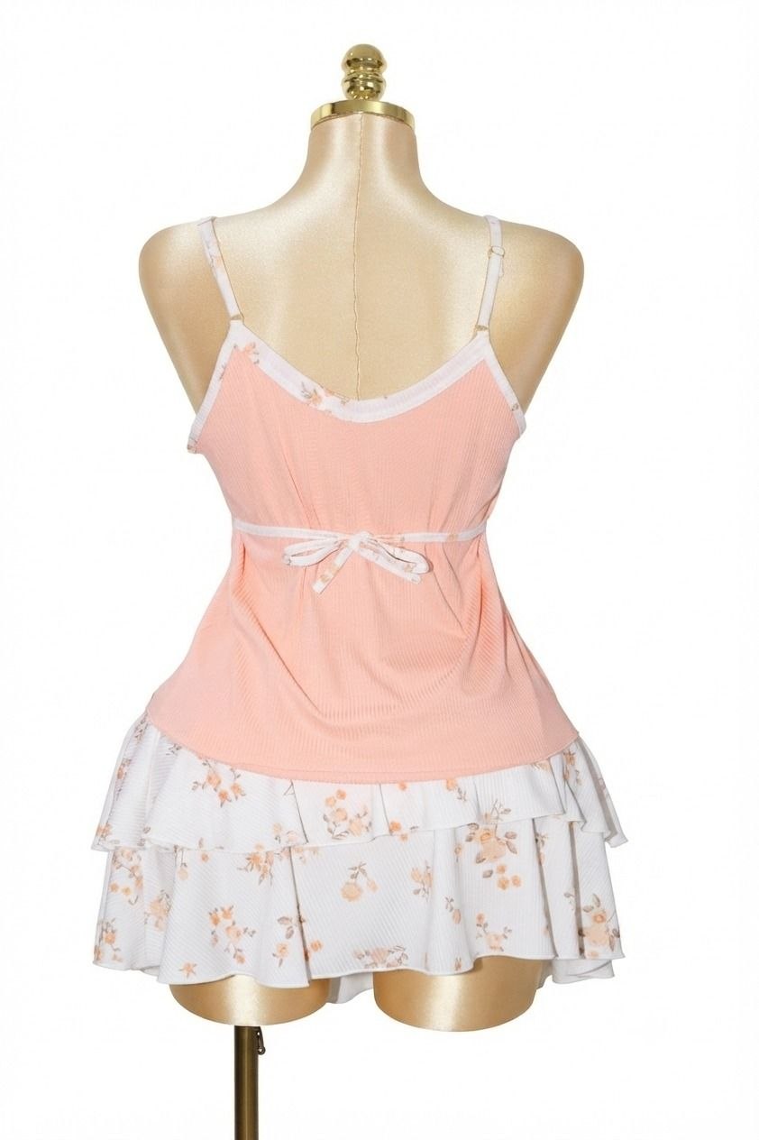 Pink Cotton Skirt Pajama Set