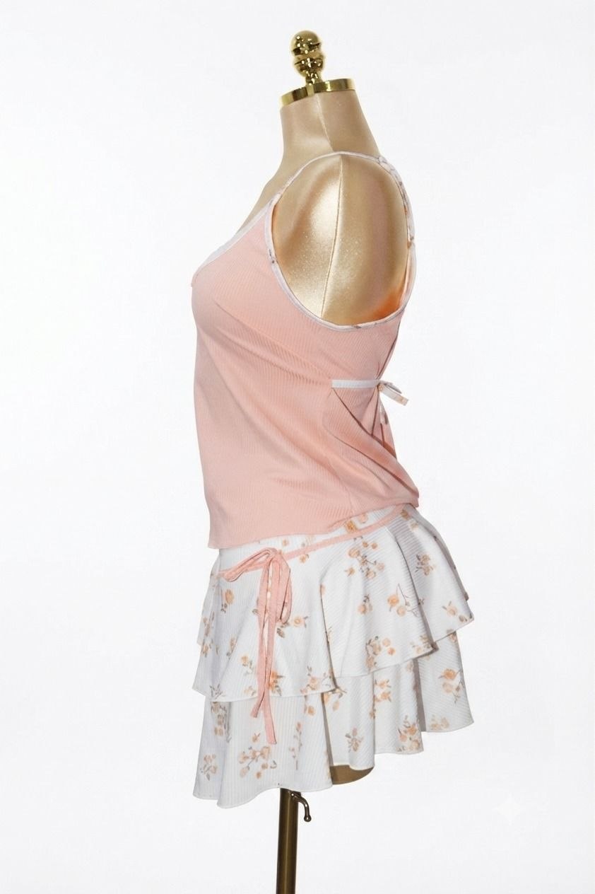 Pink Cotton Skirt Pajama Set