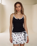 Black Cotton Skirt Pajama Set