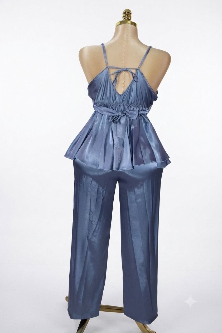 Baby Blue Silk Satin Pajama Set