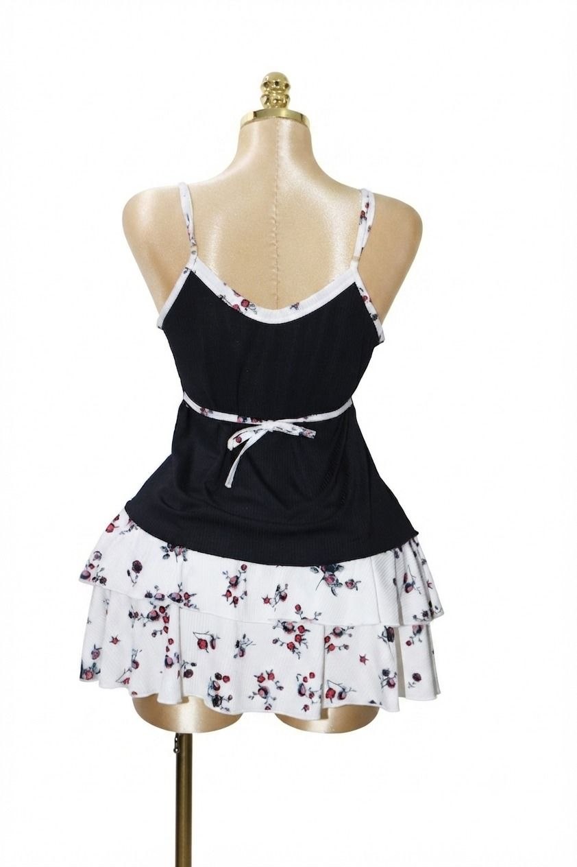 Black Cotton Skirt Pajama Set