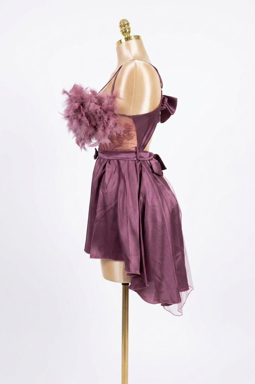 Feather Trim Baby Doll purple