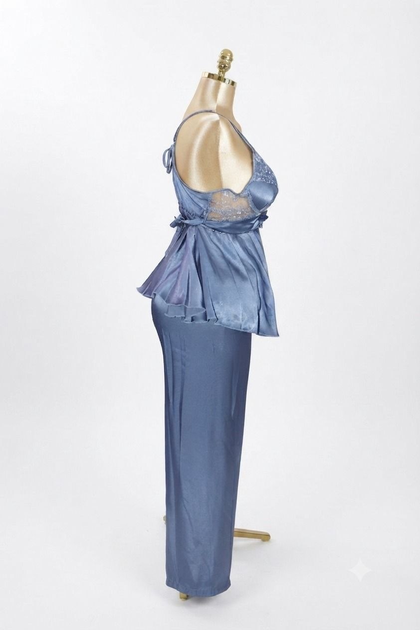 Baby Blue Silk Satin Pajama Set