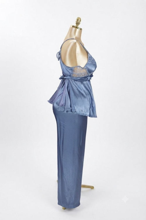 Baby Blue Silk Satin Pajama Set