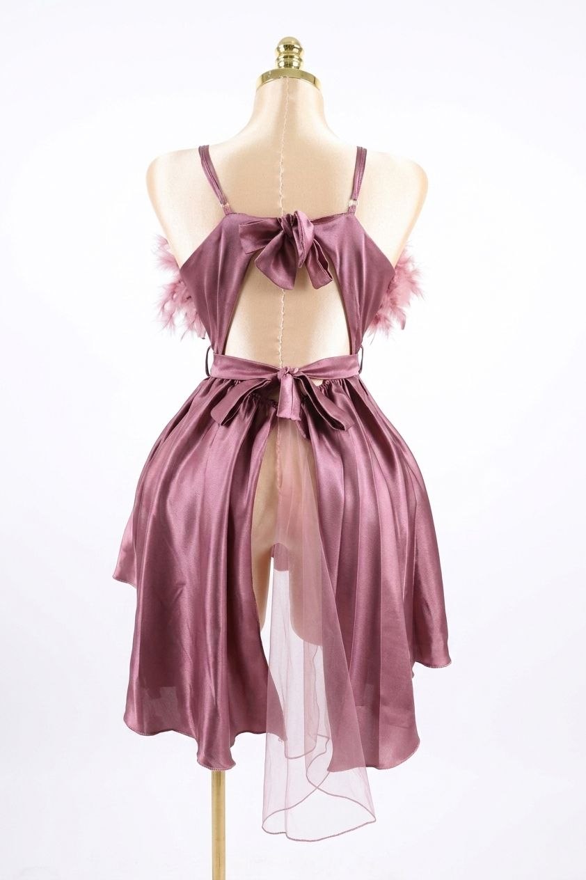 Feather Trim Baby Doll purple
