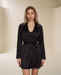 Nightgown with Short Robe Black