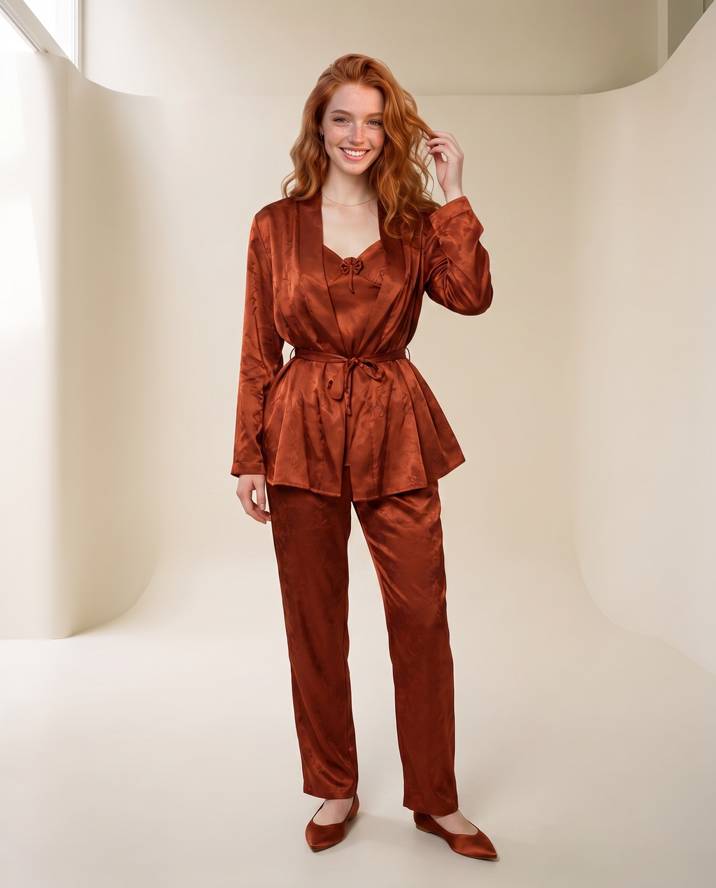 3-Piece satin Pajama Set