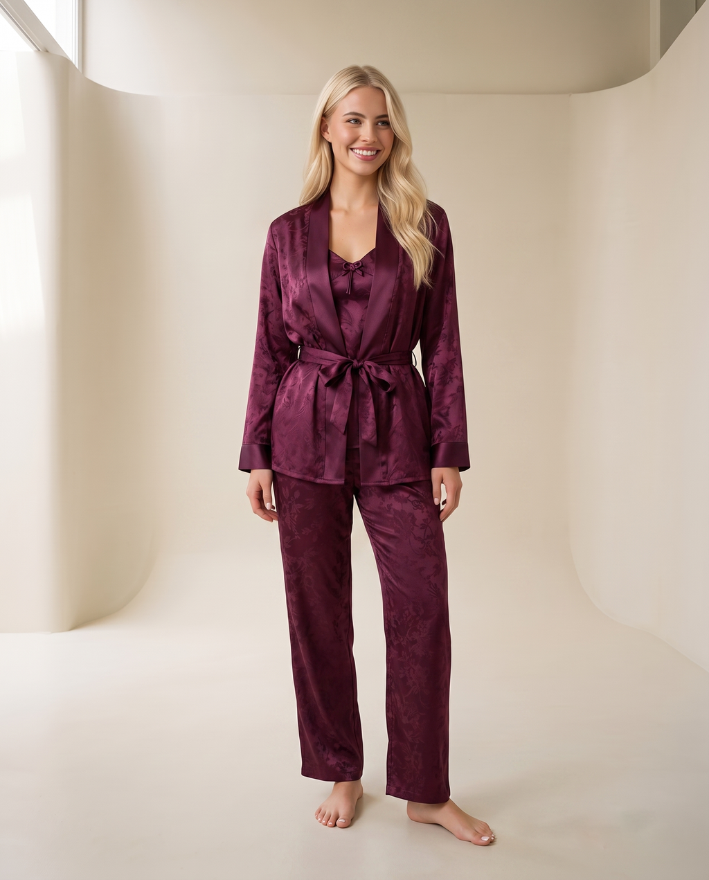 3-Piece satin Pajama Set
