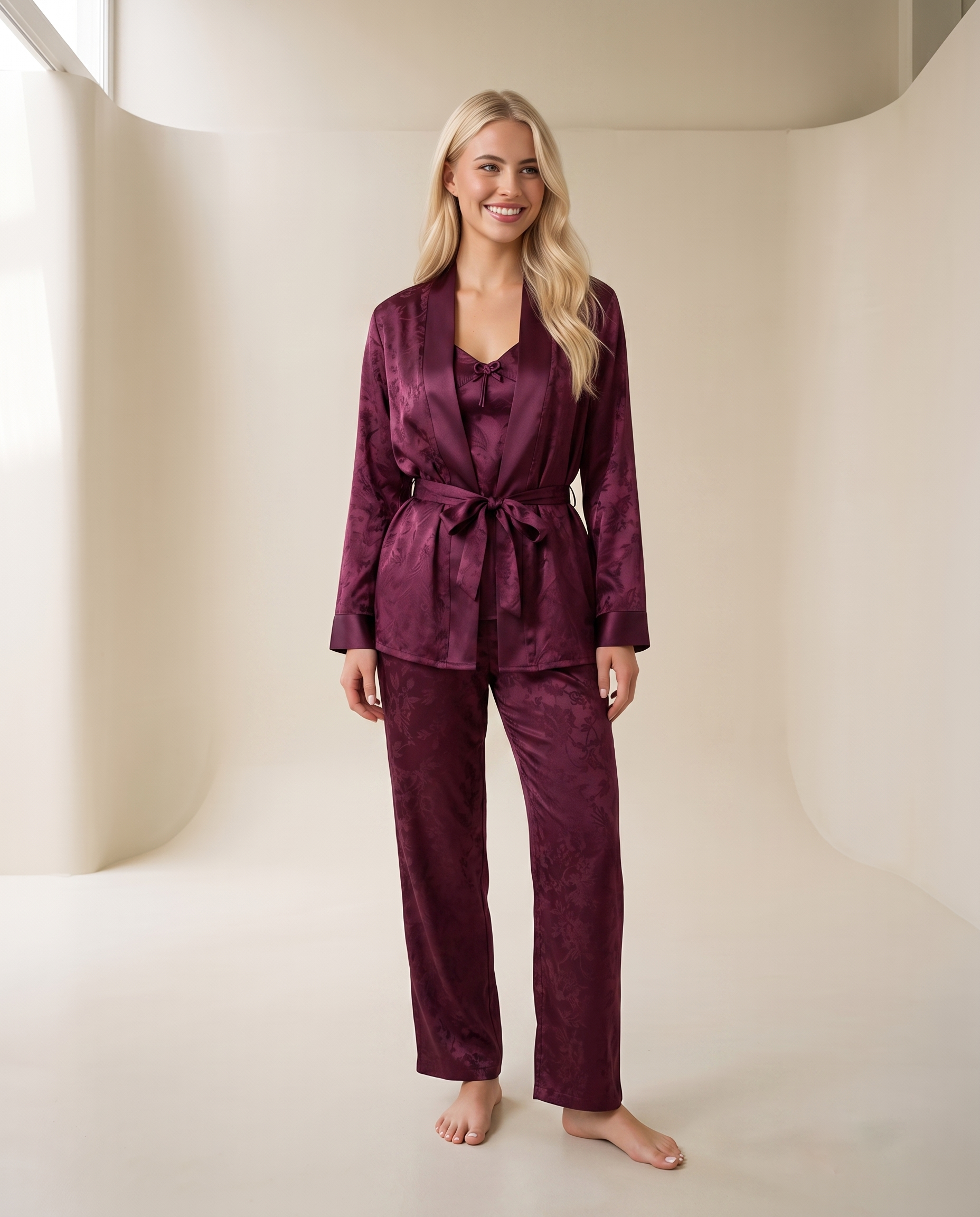 3-Piece satin Pajama Set