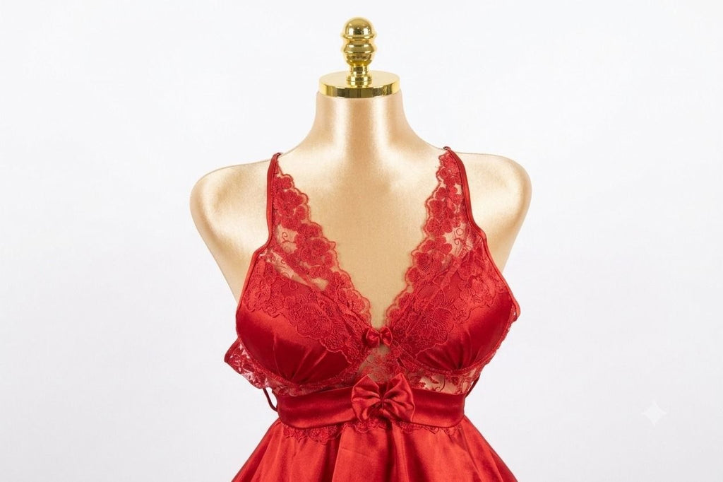 Red Silk Satin Pajama Set