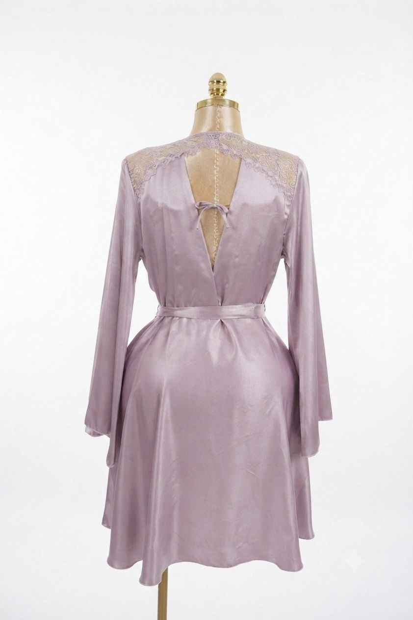 Nightgown with Short Robe light purple