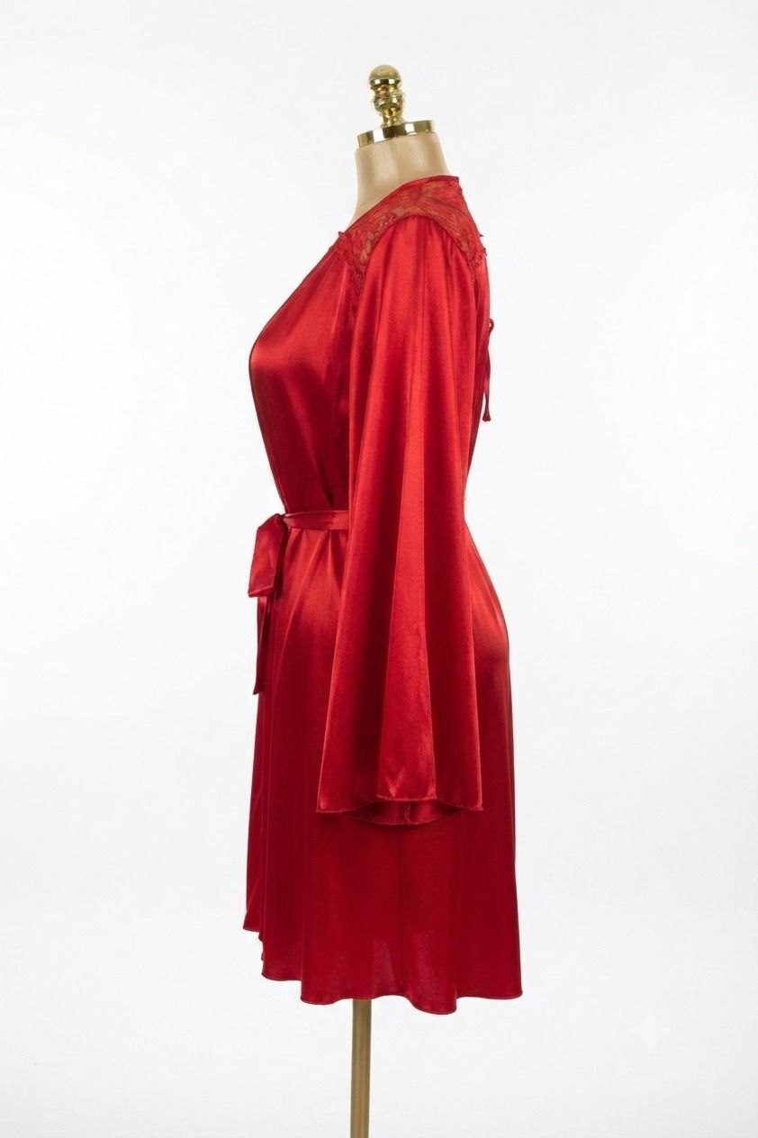 Nightgown with Short Robe Red