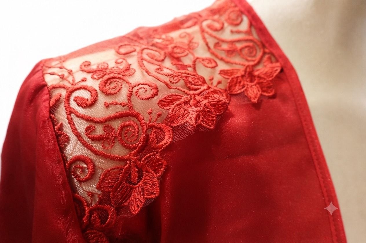 Nightgown with Short Robe Red