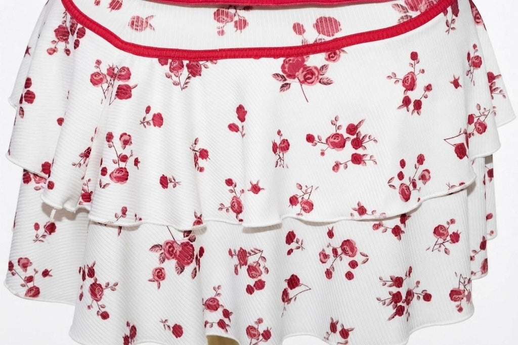Red Cotton Skirt Pajama Set