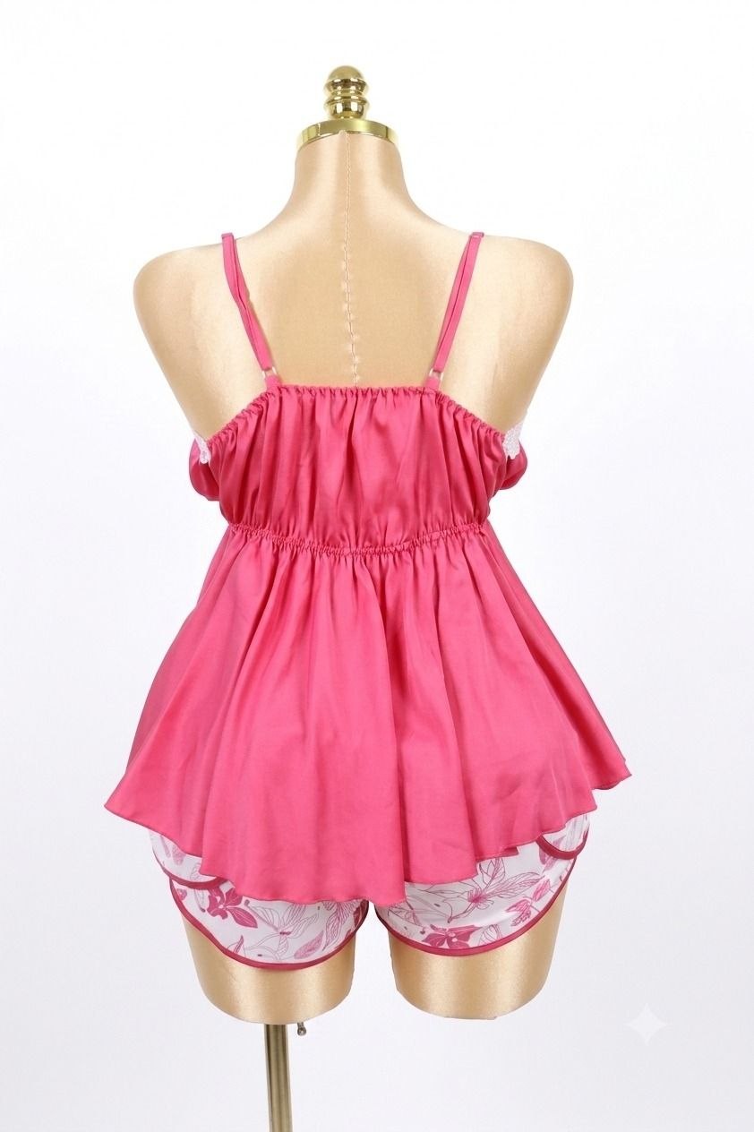 Satin Shorts Pajama Set fuchsia
