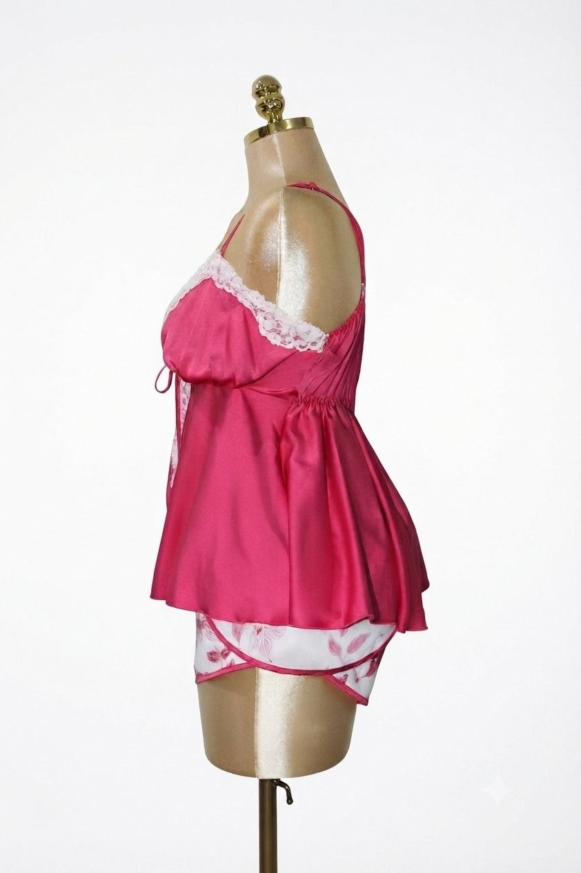 Satin Shorts Pajama Set fuchsia