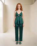Green Silk Satin Pajama Set