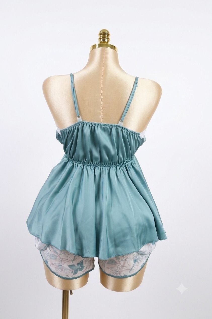 Satin Shorts Pajama Set Light Green