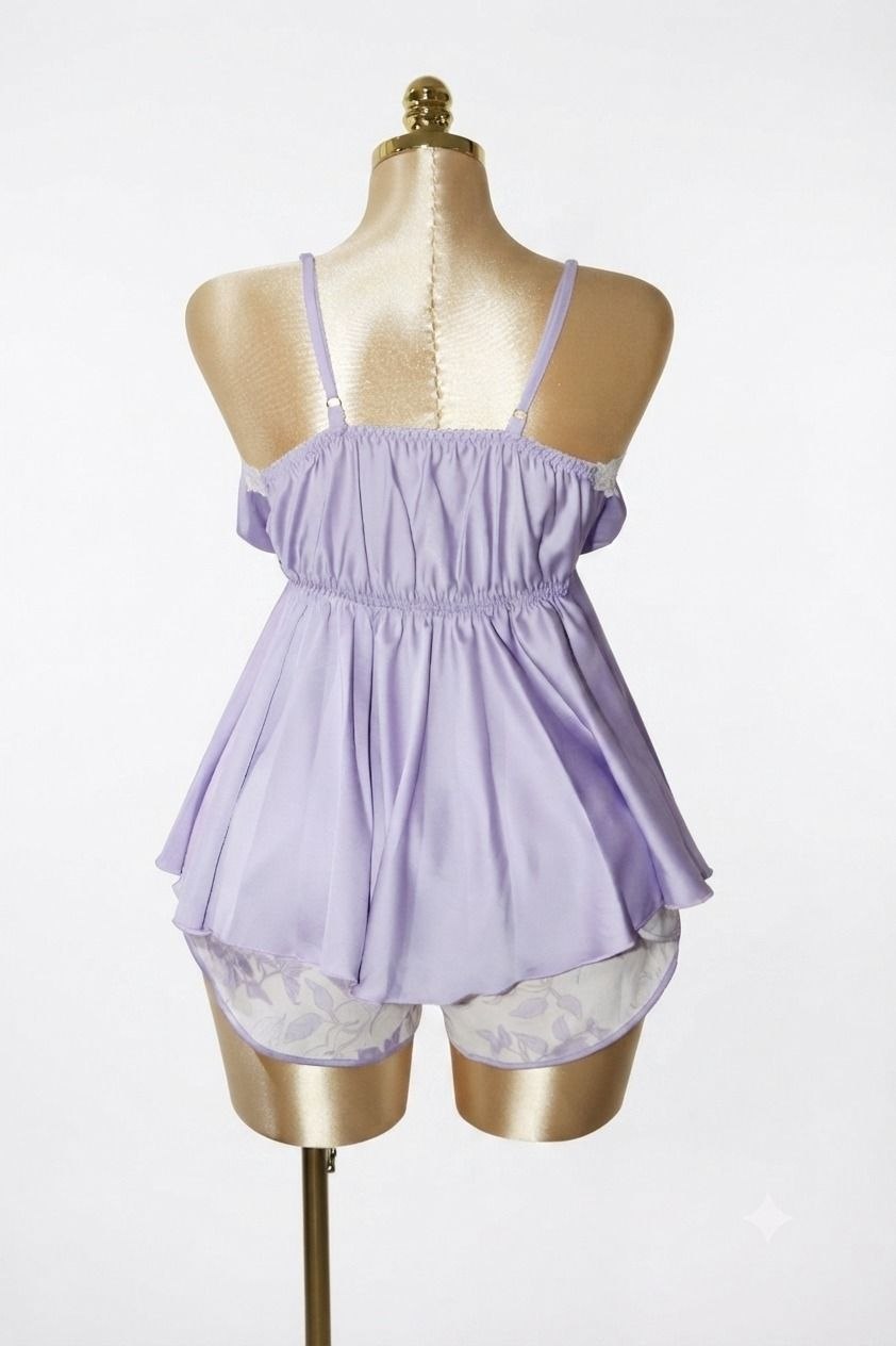 Satin Shorts Pajama Set Purple
