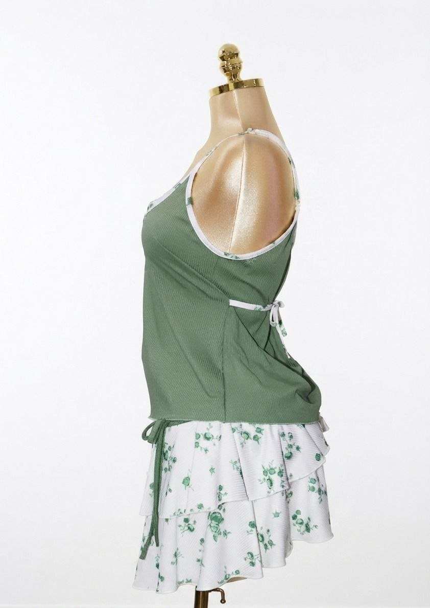 Green Cotton Skirt Pajama Set