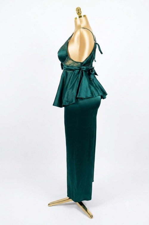 Green Silk Satin Pajama Set
